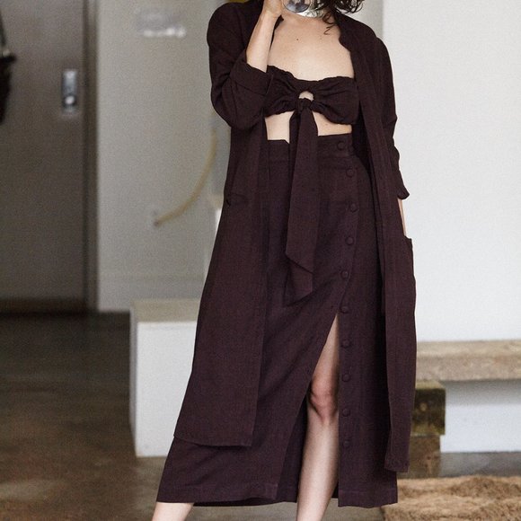 Ajaie Alaie Overcoat in Molasses (xs) with bralette - Picture 3 of 6